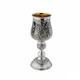 Eliyahu-Becher 925 Silber Signature 23,5 cm — Kuppa mit Akanthusblättern, Perlstab-Kranz, innen vergoldet, Zaramella