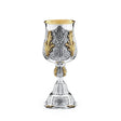 Eliyahu-Becher 925 Silber Signature Jumbo 33 cm — vergoldete Blattspitzen, breiter Fuß, innen vergoldet, Zaramella