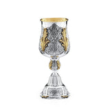 Eliyahu-Becher 925 Silber Signature Jumbo 33 cm — vergoldete Blattspitzen, breiter Fuß, innen vergoldet, Zaramella