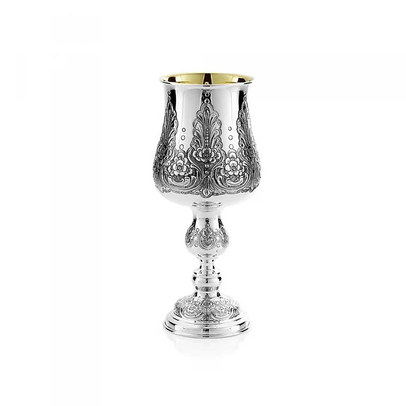 Eliyahu-Becher 925 Silber Signature Light 28 cm — obere Kuppa poliert, unten ziseliert, innen vergoldet, Zaramella