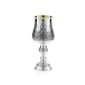 Eliyahu-Becher 925 Silber Signature Light 28 cm — obere Kuppa poliert, unten ziseliert, innen vergoldet, Zaramella