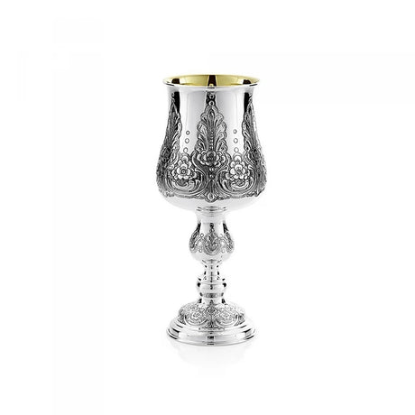 Eliyahu-Becher 925 Silber Signature Light 28 cm — obere Kuppa poliert, unten ziseliert, innen vergoldet, Zaramella