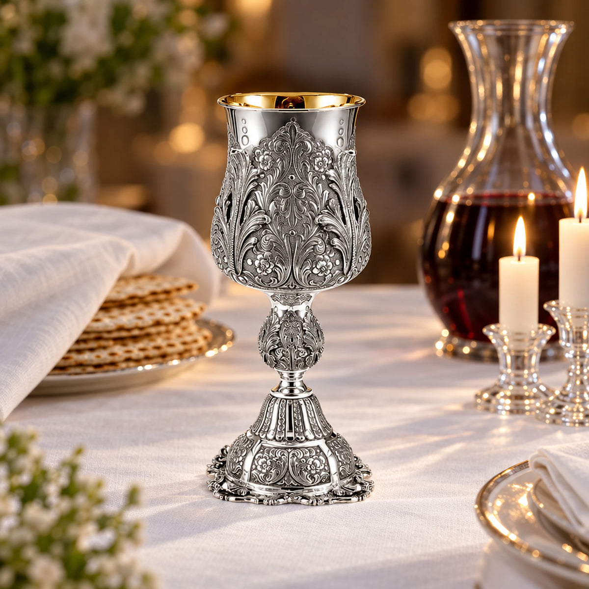 Eliyahu-Becher 925 Silber Signature — Lifestyle-Setting am Sedertisch