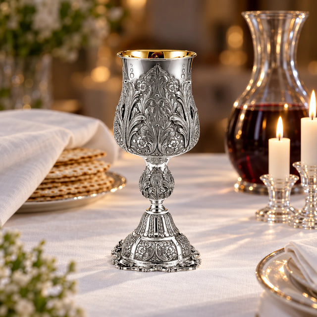 Eliyahu-Becher 925 Silber Signature — Lifestyle-Setting am Sedertisch