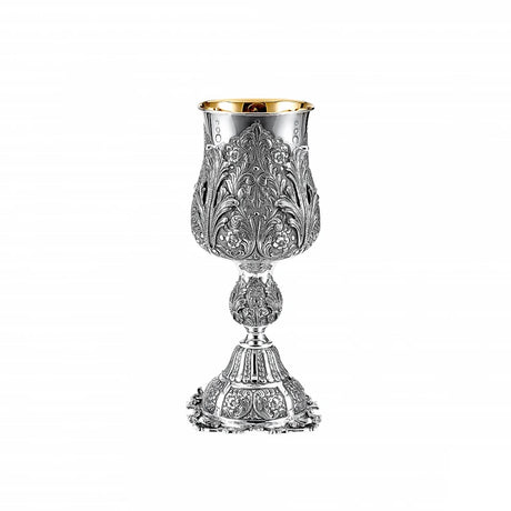 Eliyahu-Becher 925 Silber Signature 28,5 cm — freistehende Blattspitzen, ziselierter Nodus, innen vergoldet, Zaramella