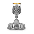 Eliyahu-Set 925 Silber Signature 50 cm — großer Becher mit Blattspitzen und quadratischer Teller 37,5 cm, Zaramella