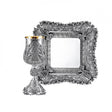 Eliyahu-Set 925 Silber Signature — Becher mit Blattspitzen und quadratischer Teller mit Eckvoluten, Zaramella