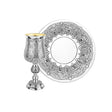 Eliyahu-Set 925 Silber Signature — ziselierter Becher 28 cm mit passendem runden Teller, Zaramella Italien