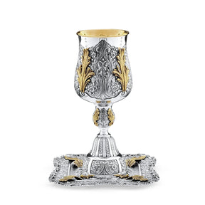 Eliyahu-Set 925 Silber Signature Jumbo teilvergoldet — vergoldete Blattspitzen und Eckvoluten, Zaramella