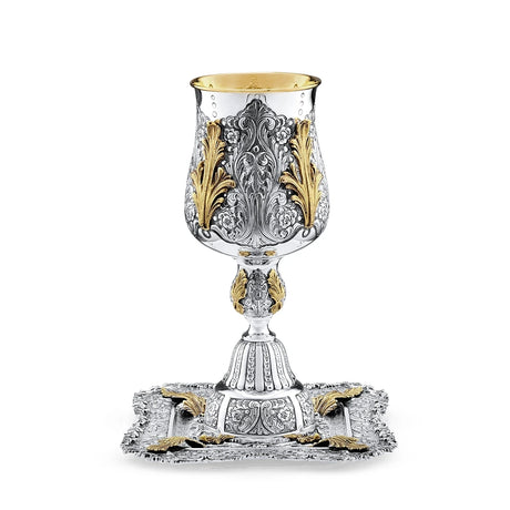 Eliyahu-Set 925 Silber Signature Jumbo teilvergoldet — vergoldete Blattspitzen und Eckvoluten, Zaramella