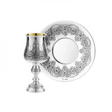 Eliyahu-Set 925 Silber Signature Light — Becher mit polierter Kuppa und Teller mit breitem Rand, Zaramella