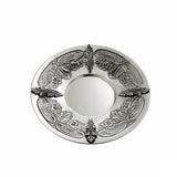 Eliyahu-Teller 925 Silber Signature 25 cm — Ring aus Akanthusblättern, glatter Spiegel als Becherstand, Zaramella