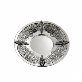 Eliyahu-Teller 925 Silber Signature 25 cm — Ring aus Akanthusblättern, glatter Spiegel als Becherstand, Zaramella