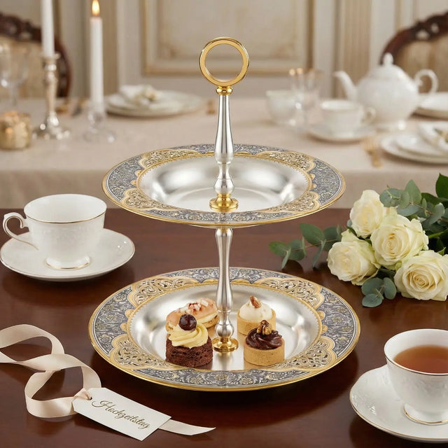 Etagere 925 Silber vergoldet – Zaren Fest | Niello Kunst & Eleganz