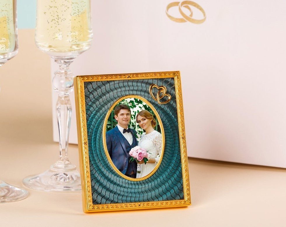 Wedding picture frame with grey enamel