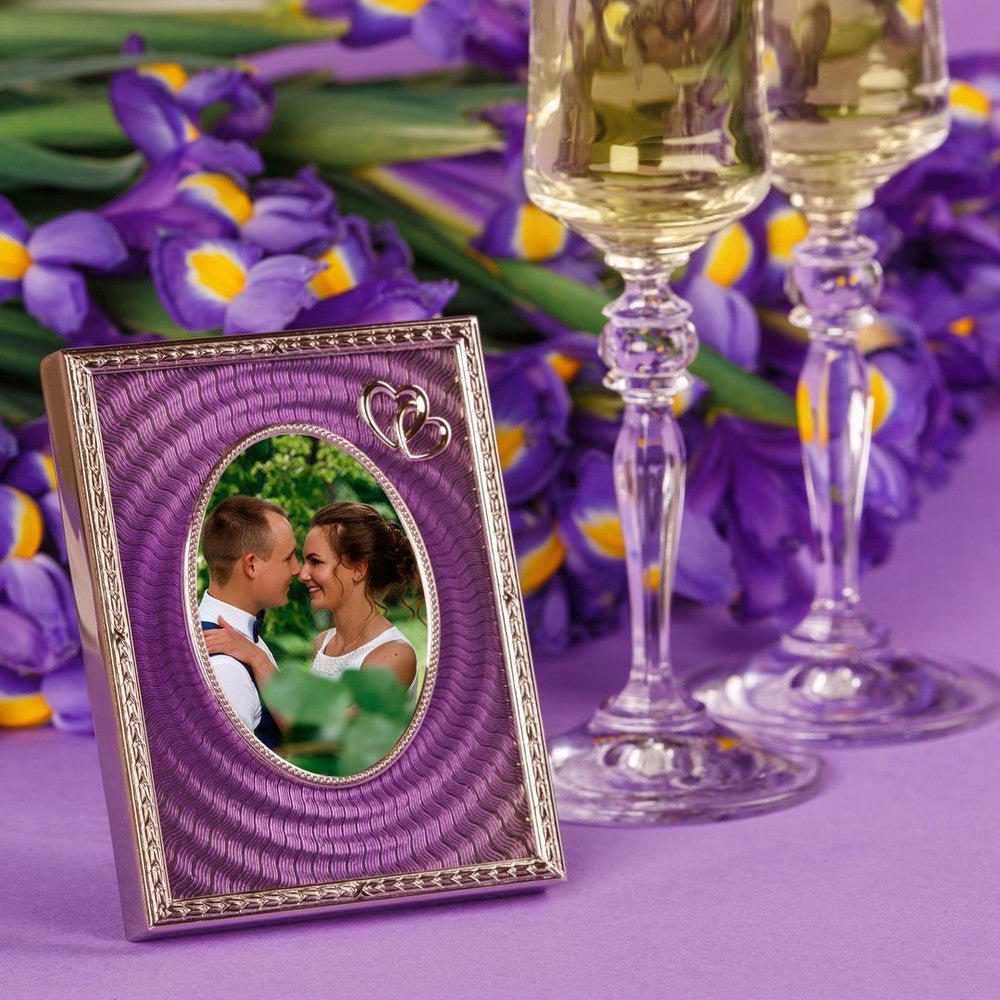 Wedding photo frame with purple enamel