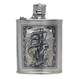 Hip flask 925 silver Niello frigate 90ml