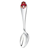 Wunderschöner Kinderlöffel aus 925 Sterling Silber mit roter Emaille vergoldet, edel verziert mit Prinzessin-Kronen-Motiv.