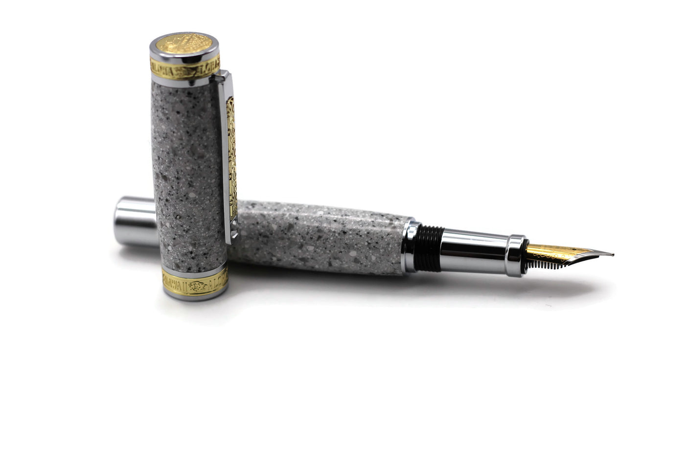 Fountain pen made of white granite unique