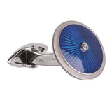 Luxus Manschettenknöpfe aus 925 Sterling Silber mit blauem Emaille, Diamant und Fabergé-Stil-Design.