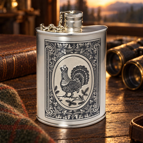 Flachmann 925 Silber — Lifestyle-Setting auf dem Jagdtisch
