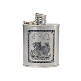 Exklusiver Flachmann aus Sterling Silber mit Drache-Design – Gravur möglich, Geschenkbox enthalten.