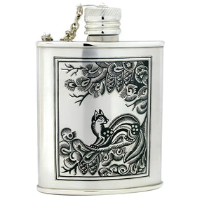 Flachmann 925 Silber – Niello Design „Wiesel“ Gravur möglich