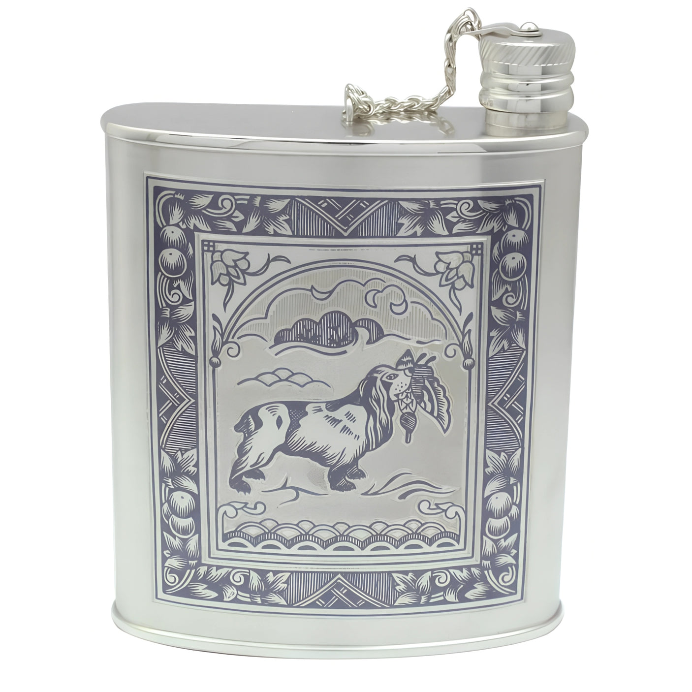 Hip flask 925 silver spaniel 260 ml