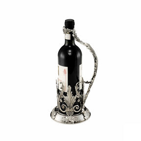 Flaschenhalter 925 Silber Zaramella — Akanthuskorb mit geschwungenem Traghenkel und Standteller