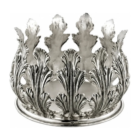 Flaschenuntersetzer 925 Silber Zaramella — Kranz aus breiten getriebenen Akanthusblättern mit freien Spitzen