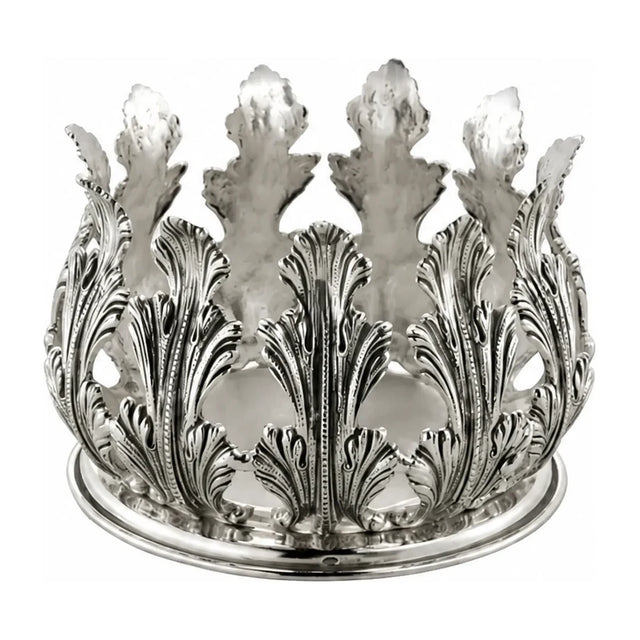 Flaschenuntersetzer 925 Silber Zaramella — Kranz aus breiten getriebenen Akanthusblättern mit freien Spitzen