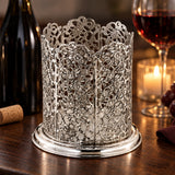 Flaschenuntersetzer 925 Silber filigran — Lifestyle-Setting am Weintisch