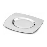 Flaschenuntersetzer 925 Silber Zaramella — geschwungenes Quadrat mit aufgebogenen Ecken und ovaler Mulde