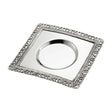 Flaschenuntersetzer 925 Silber Zaramella — quadratisch mit ziseliertem Rankenrand und runder Mulde