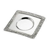 Flaschenuntersetzer 925 Silber Zaramella — quadratisch mit ziseliertem Rankenrand und runder Mulde