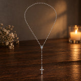 Gebetskette 925 Silber glatte Kugeln 57cm 3 mm — Lifestyle-Setting im Andachtswinkel
