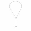 Eine edle Gebetskette aus 925 Sterling Silber mit einem Kreuz mit 3mm-Perlkugeln 57cm groß.