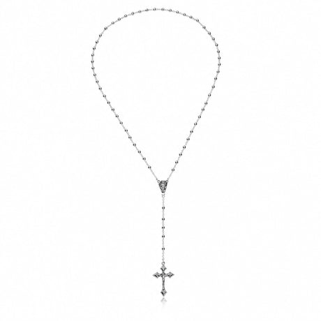 Eine hochwertige Gebetskette mit Kreuz aus Sterling Silber 65mm lang mit 4mm Perlen.