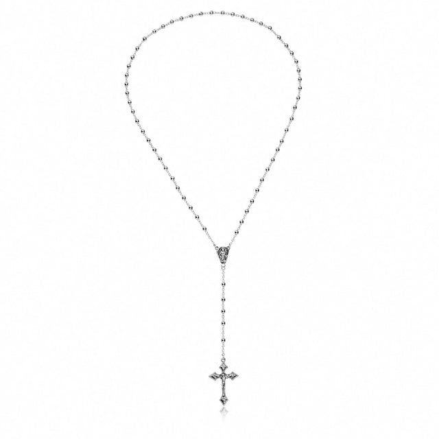 Eine hochwertige Gebetskette mit Kreuz aus Sterling Silber 65mm lang mit 4mm Perlen.