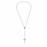 Eine Gebetskette aus 925 Sterling Silber mit einem Kreuz mit 3mm-Perlkugeln 69cm groß.