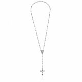 Eine edle Gebetskette aus 925 Sterling Silber mit einem Kreuz mit 3mm-Perlkugeln 46cm lang.
