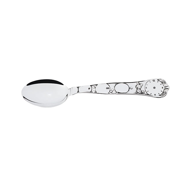 Geburtslöffel 925 Silber mit Maus-Design und Gravurfläche – edles Geschenk zur Taufe.