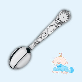 Geburtslöffel Junge aus 925 Silber mit Uhrgravur & Namensgravur