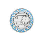 925 Silber Geburtstaler blau Rückseite. Felder für Name Datum Größe Gewicht Uhrzeit.