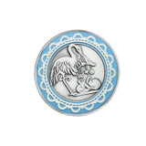 925 Silber Geburtstaler Junge Storch Baby blau Emaille. Taufgeschenk.