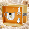 Geschenk zur Geburt 925 Silber 2-teilig Sterne vergoldet Becher & Löffel in der Geschenkbox — Lifestyle-Setting