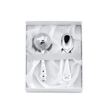 Geschenkset Babyrassel & Babylöffel aus 925 Silber mit Sterne-Motiv – ideal zur Taufe oder Geburt