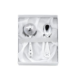 Geschenkset Babyrassel & Babylöffel aus 925 Silber mit Sterne-Motiv – ideal zur Taufe oder Geburt