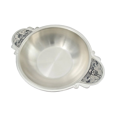 Kinderschale 925 Silber Eichhörnchen-Niello — Silberschale mit zwei verzierten Griffen und Eichhörnchen-Motiv