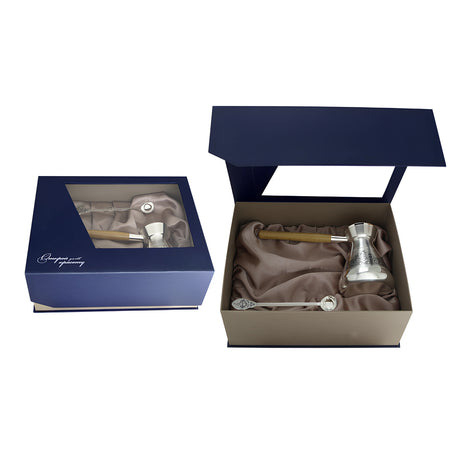 Geschenkset Kaffeetürke 925 Silber Niello in edler Verpackung. Für Kaffeeliebhaber.